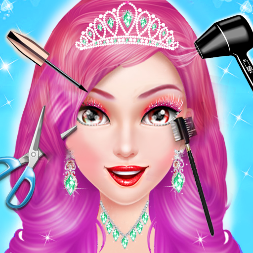 Girls hairstyle salon game logo