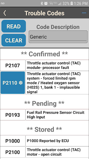 OS OBD2 Interface Screen 2