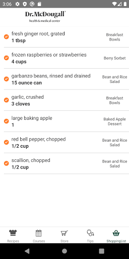 Dr. McDougall Mobile Cookbook Screen 3