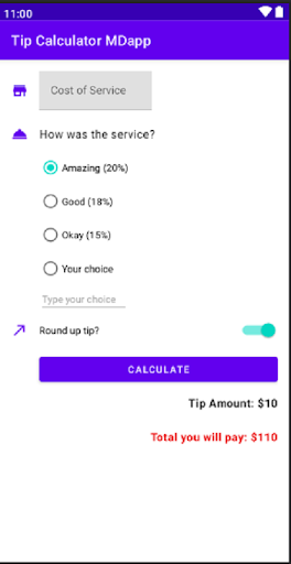 Tip Calculator MDapp Screen 2