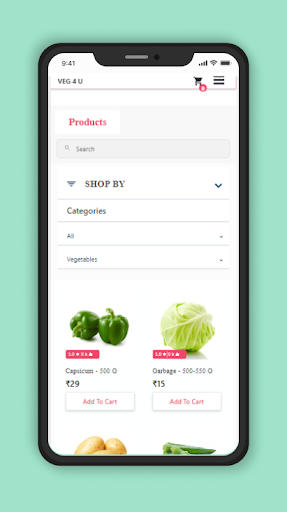 Android application Veg 4 U screenshort