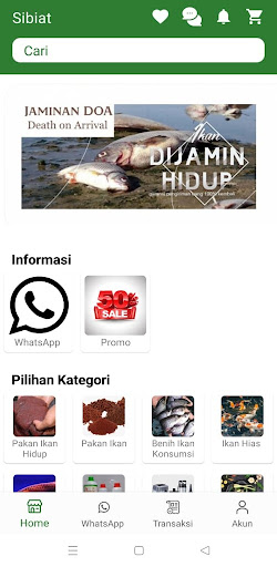 Android application Sibiat :Jual beli ikan tanaman screenshort