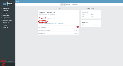 Android application KeyHub 2FA screenshort