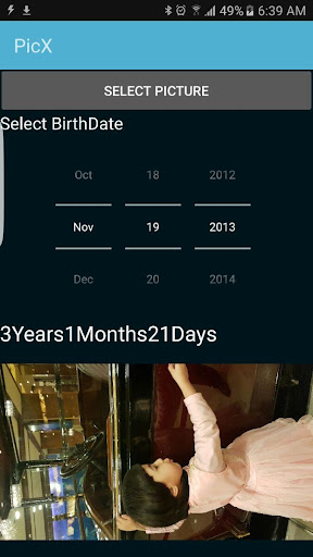 Android application PicX Age Calculator screenshort