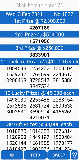 Singapore 4D Results Screenshot 4 - AppWisp.com