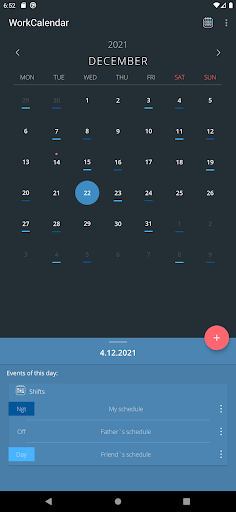 Work Calendar Screen 2