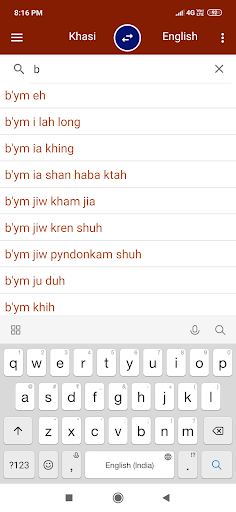 English To Khasi Dictionary