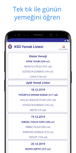KSÜ Yemek Listesi(İnternetsiz) Screen 2