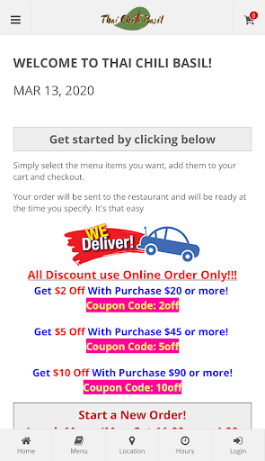 Android application Thai Chili Basil Restaurant screenshort