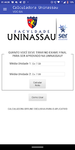 Android application Calculadora Uninassau VDC screenshort