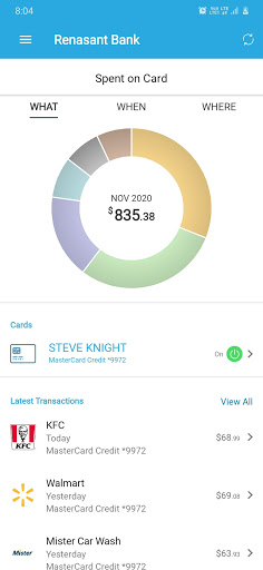 Android application Renasant Card App screenshort
