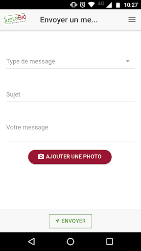 Juste Bio (application interne Screen 2