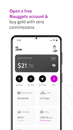 Android application Nauggets: Digital Gold. Easy screenshort