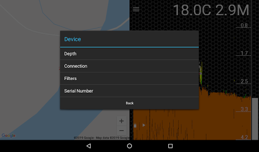 Screenshot of XFishFinder sonar fish finder