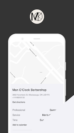 Android application Man O'Clock Barbershop screenshort