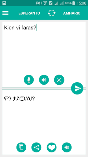 Esperanto Amharic Translator Screen 2