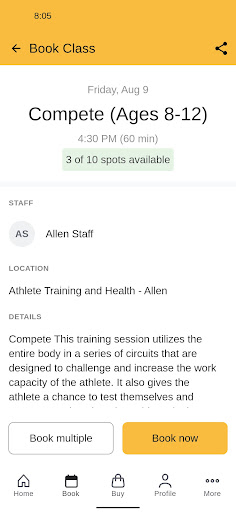 Screenshot of Athlete Training and Health