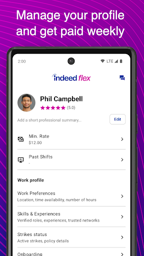 Screenshot of Indeed Flex