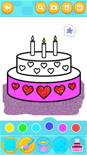 Glitter Birthday Cake Coloring