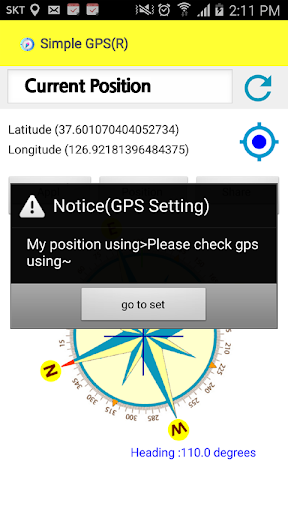 Simple GPS (position), compass Screen 3