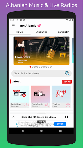 Android application Albanian Music & Live Radios screenshort