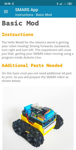 SMARS App - DIY Robot Arduino Screen 3