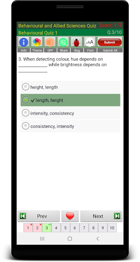 Behavioral Sciences Quiz Screen 3