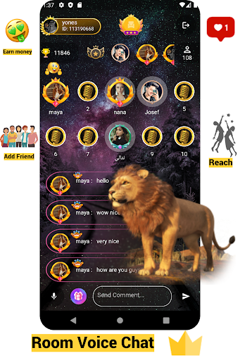 Android application Miro Live - Room voice chat screenshort