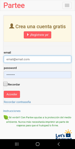 Android application Partee - Check-in online y pre screenshort