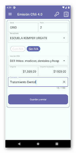 Android application Factura Fácil screenshort