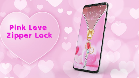 Pink Love Zipper Lock
