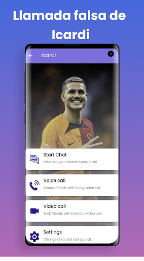 Android application Mauro Icardi Fake Call, Prank screenshort