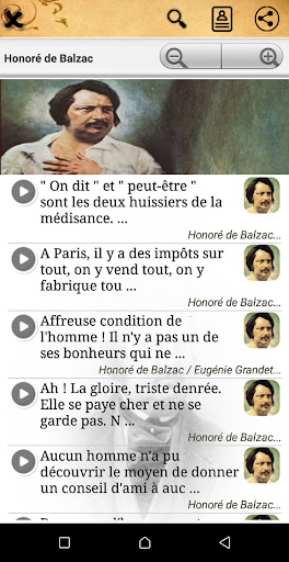 Android application Honoré de Balzac : Citations screenshort