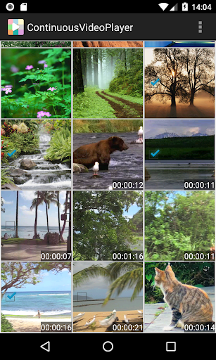 Android application Continuous Video Player screenshort