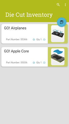 Android application Die Cut Inventory screenshort