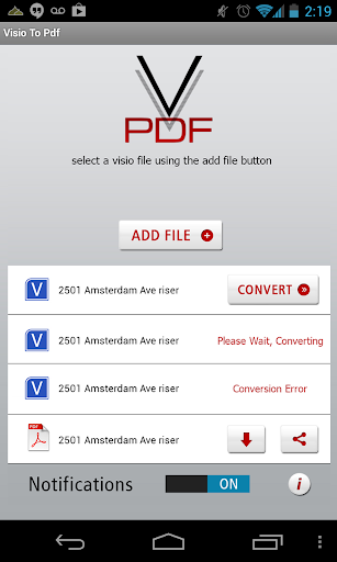 Android application Visio To PDF screenshort