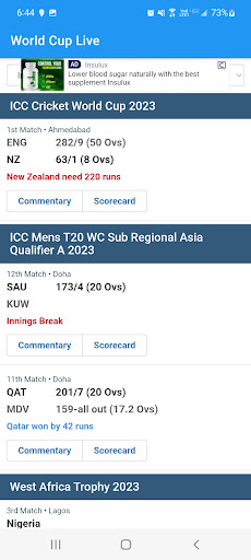 Cricket World Cup 2023 Live TV Screen 2