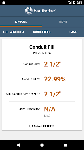 Screenshot of SIMpull 600V Calculator