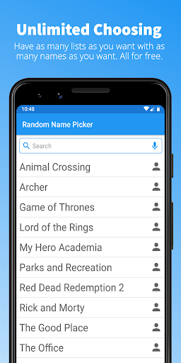 Android application Random Name Picker screenshort