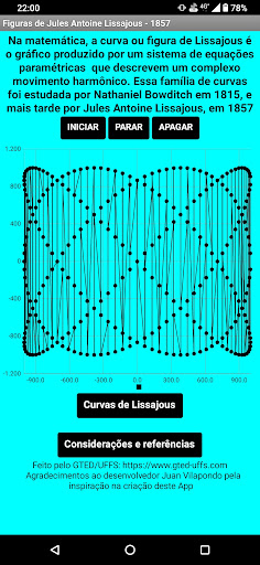 Android application Curvas de Lissajous - Física screenshort