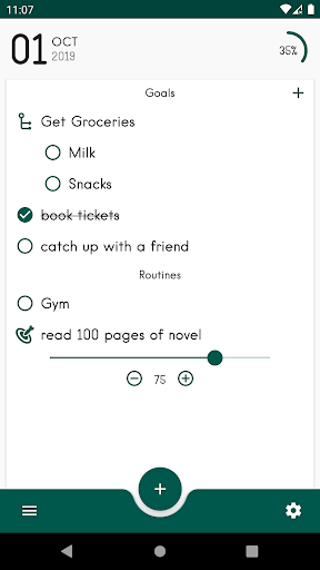 Android application ToD: Track everyday goals screenshort