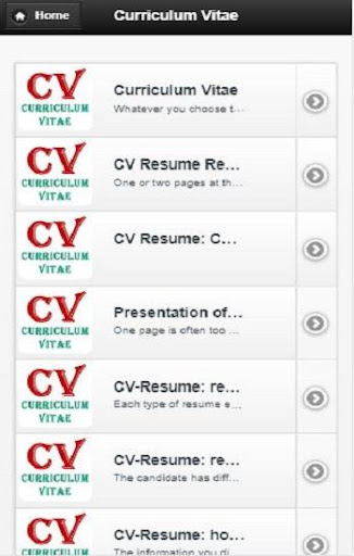 Android application How to write a CV screenshort