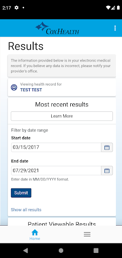 CoxHealthNow Screen 3