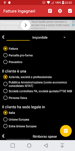 Android application Fatture Ingegneri screenshort