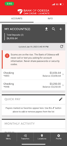 Bank of Odessa Screen 2