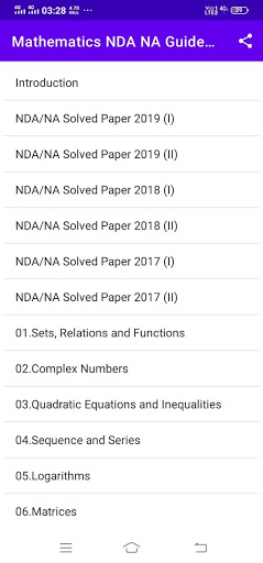 Android application nda math book & Previous Paper screenshort