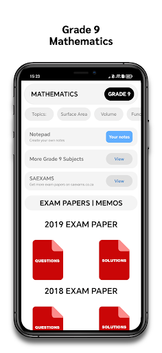 Android application Grade 9 Mathematics screenshort