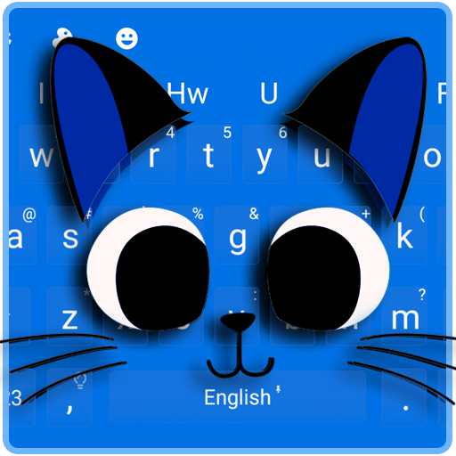 Blue Cute Cat Cartoon Keyboard Theme