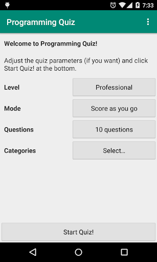 Android application Programming Quiz LITE screenshort