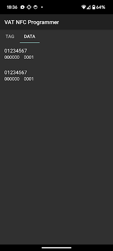 VAT NFC Card Writer Screen 2